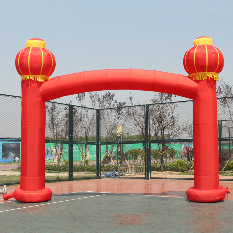 加厚充气立柱拱门开业庆典金灯笼柱拱门活动双龙气模6米8米彩虹门
