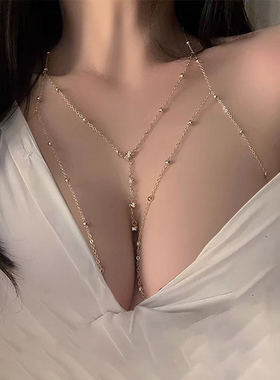 欧美胸链身体链bodychain性感比基尼锁骨后背链氛围感情趣装饰品