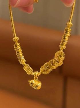 古法金色五帝钱葫芦手链女民族风复古高级感手串轻奢小众国潮手饰