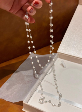 满天星长款珍珠项链女2025年新款爆款高级感小众锁骨链叠戴配饰品