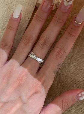 复古重工交叉芒星戒指女冷淡风高级感食指戒小众设计时尚指环尾戒