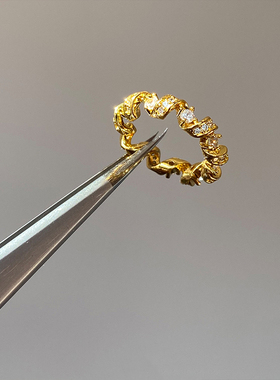 复古金色缠绕电话线戒指女高级感简约素圈食指戒轻奢精致指环尾戒