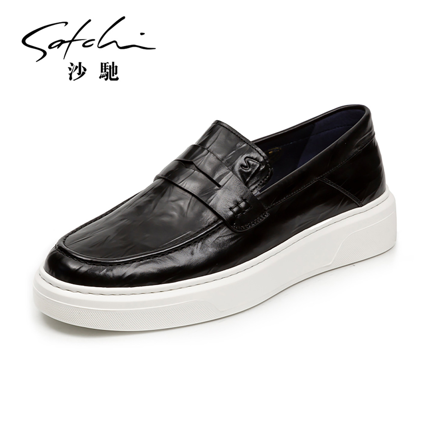 【1299元3件】沙驰男鞋时尚一脚蹬休闲男乐福鞋真皮牛皮轻便板鞋,淘宝优惠券,粉丝福利购,淘宝优惠卷