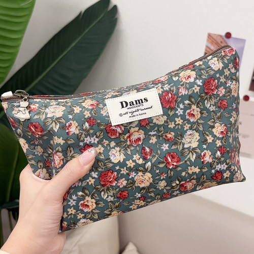 韩国进口DAMS温柔优雅花朵防水化妆包女便携式收纳包小号中号大号 - 图1