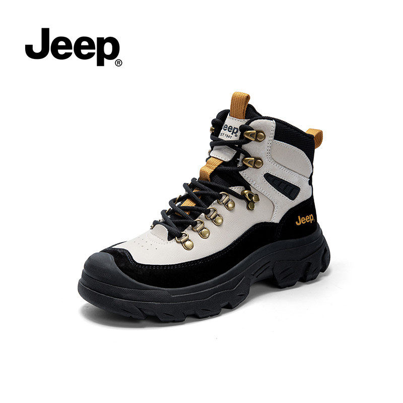 jeep黑色增高马丁靴子女款2025新款厚底高帮鞋户外徒步登山鞋防滑,淘宝优惠券,粉丝福利购,淘宝优惠卷