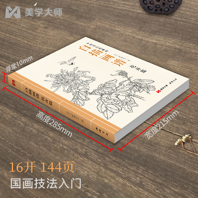 美学大师白描画谱花卉篇中国工笔技法画册集书籍入门初自学者零基础教程材成人手绘临摹勾线名家底稿图大全美术绘画-图0