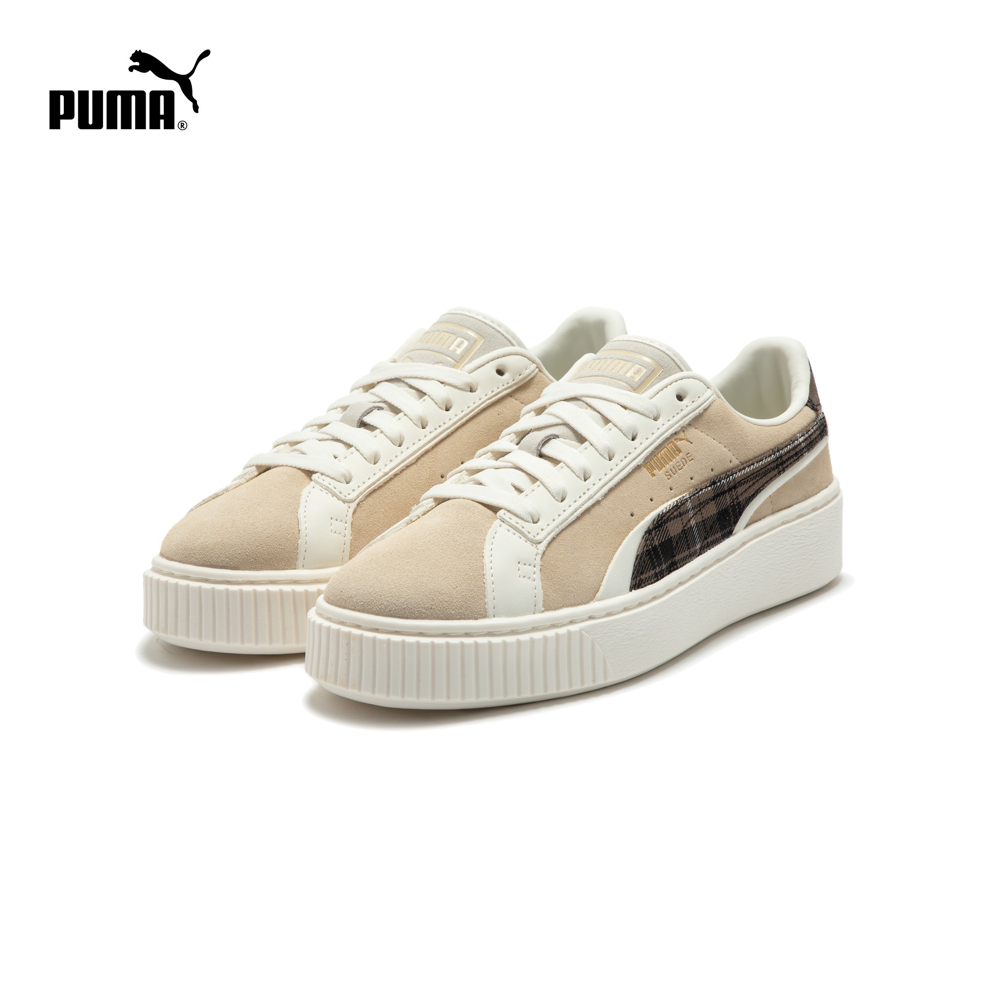 PUMA彪马官方女格纹增高厚底休闲板鞋松糕鞋SUEDE PLATFORM395228 - 图1