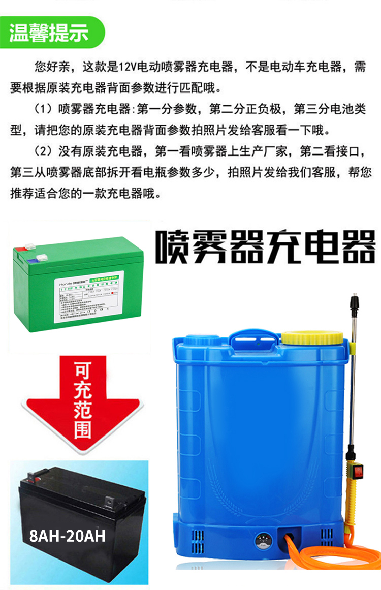 12V电动喷雾器充电器12.6V洗车器农用打药机锂电喷壶品字三孔通用 - 图2