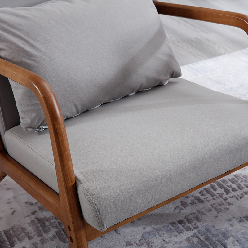 单人沙发椅子会客北欧实木阳台休闲日式卧室懒人布艺客厅单人椅子 - 图0