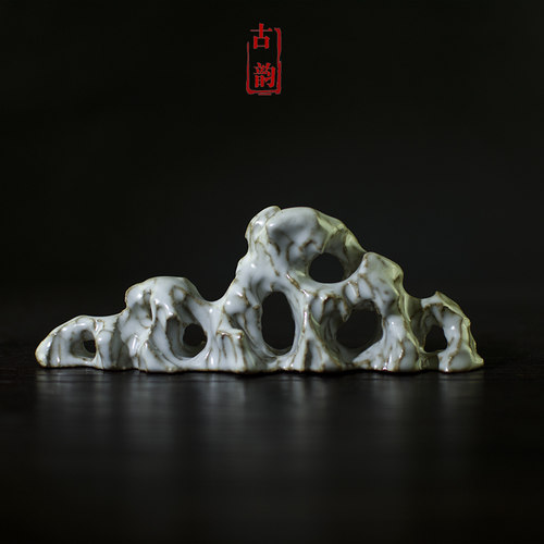 景德镇陶瓷笔架山毛笔搁镇纸太湖石纯手工禅意枯山水茶道文房摆件 - 图1