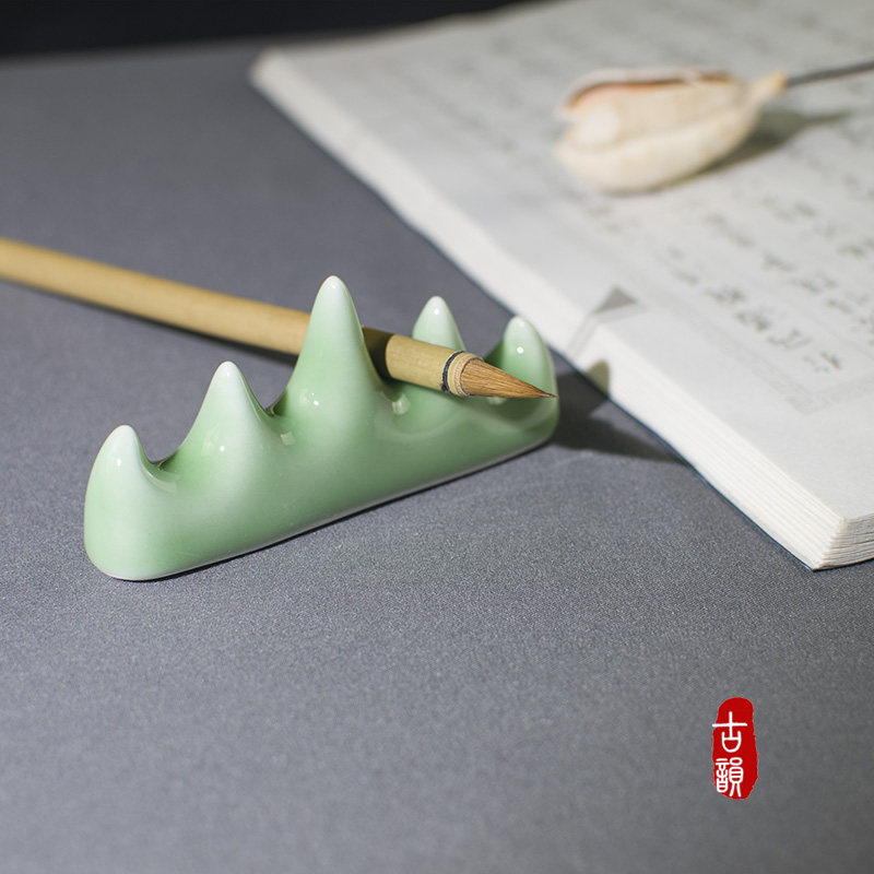 景德镇陶瓷笔搁笔架山学生文房四宝国画毛笔收纳书法培训班小礼品,淘宝优惠券,粉丝福利购,淘宝优惠卷