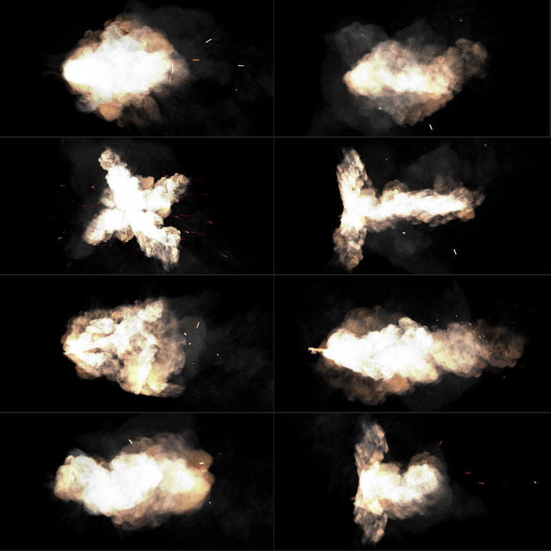 pr/ae视频素材4k震撼枪口枪火闪光火光火星火花喷射mov透明通道 - 图0