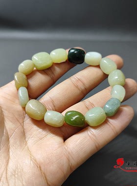 和田玉手链多宝款带证书山料籽料