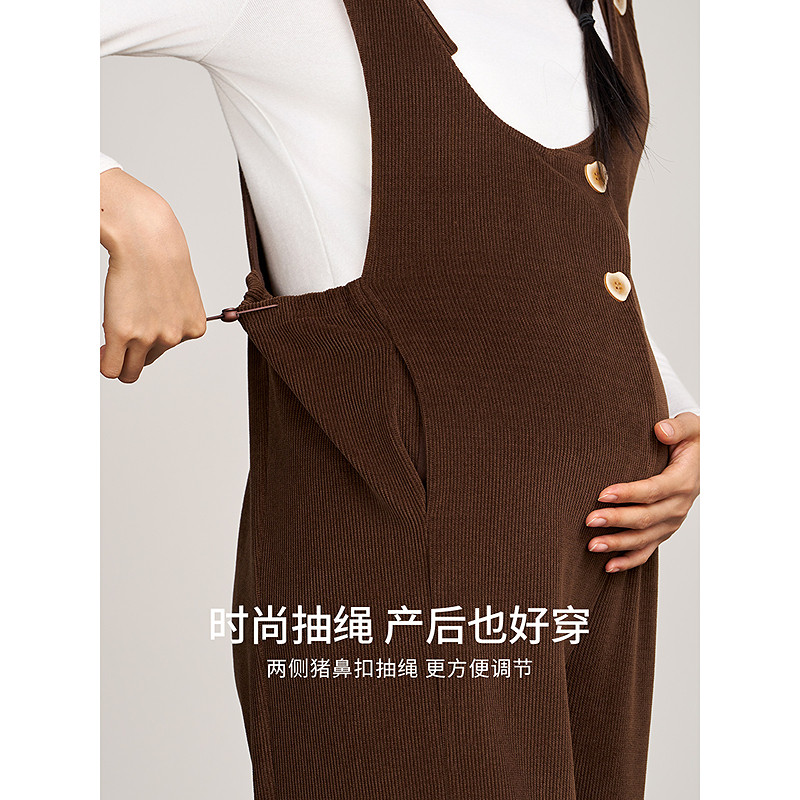 快乐屋雪柳灯芯绒孕妇背带裤秋冬2026新款孕妇九分裤外穿孕妇裤子,淘宝优惠券,粉丝福利购,淘宝优惠卷