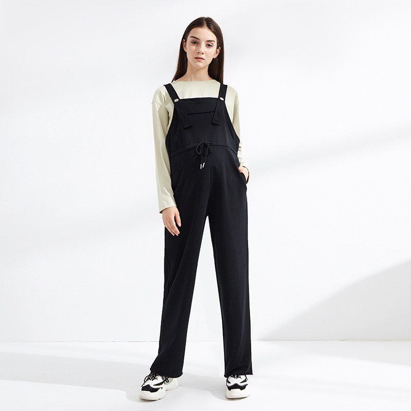 快乐屋孕妇背带裤春季2026新款宽松大码休闲针织毛边孕妇直筒裤子,淘宝优惠券,粉丝福利购,淘宝优惠卷