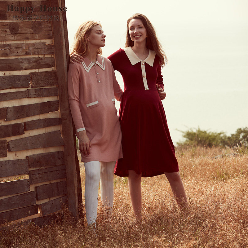 快乐屋孕妇连衣裙春节过年潮妈毛衣 快乐屋连衣裙