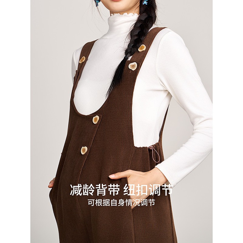 快乐屋雪柳灯芯绒孕妇背带裤秋冬2026新款孕妇九分裤外穿孕妇裤子,淘宝优惠券,粉丝福利购,淘宝优惠卷