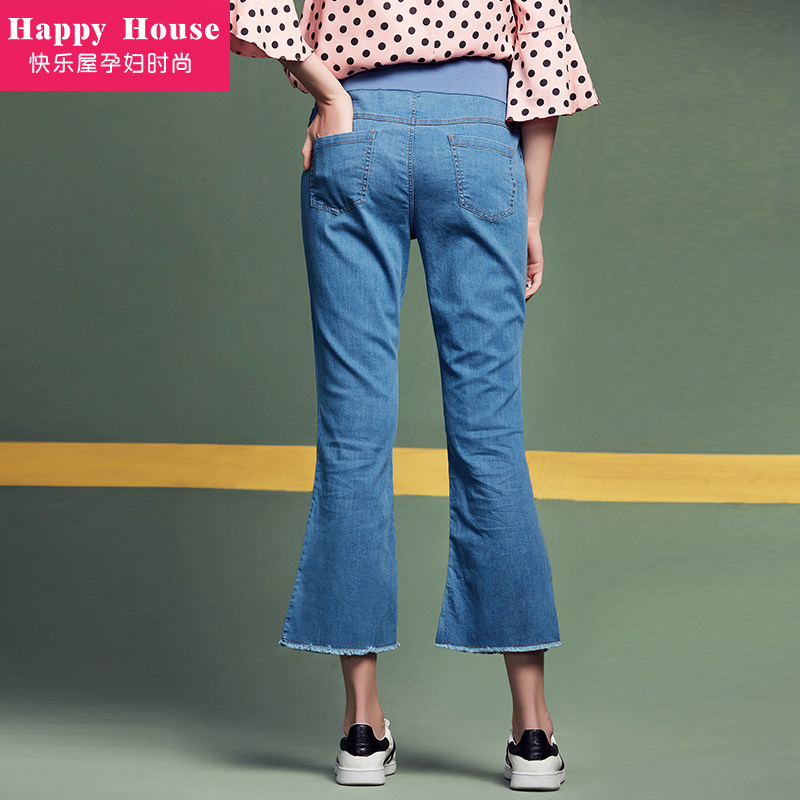 快乐屋2023春秋新款孕妇裤九分裤 快乐屋孕妇喇叭裤