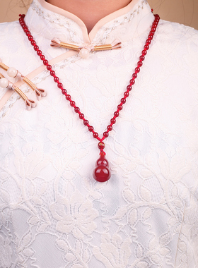 红玛瑙葫芦吊坠女款项链水晶挂件