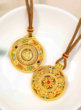妙韵男女国风八宝罗盘吊坠项链