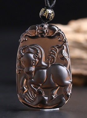 妙韵男女黑曜石生肖牛吊坠吉祥物