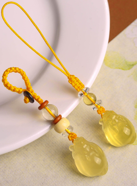 天然黄水晶龙龟吊坠龙头乌龟