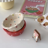 Thefithmoon милые инвента, застойные точки точки, керамическая миска десерта для завтрака миска дома запеченная рисовая жареная чаша