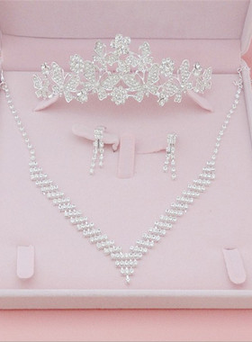 发饰皇冠结婚礼套装包邮珍珠项链