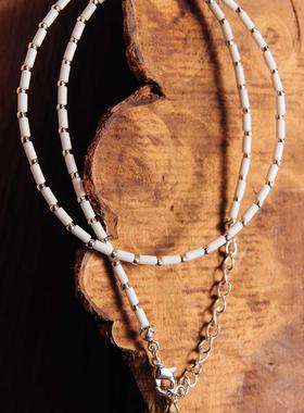 新中式串珠叠戴镀银锁骨链