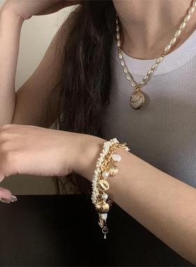 洗手不用摘~贝壳珠手链度假风