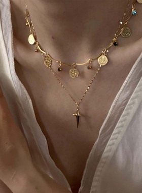 夏日海边~叠戴项链女款颈链氛围高级设计感小众吊坠锁骨链颈链