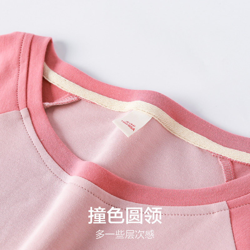 情侣春秋季新款纯棉格子圆领睡衣 造福鸟睡衣/家居服套装