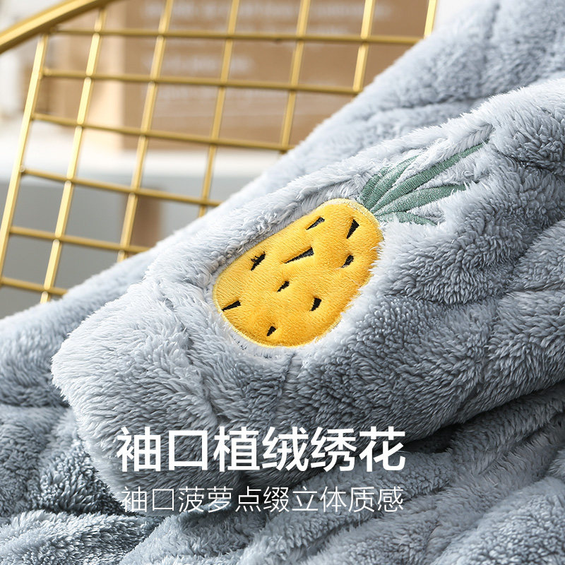 秋冬加长款连帽珊瑚绒可爱睡袍 造福鸟睡袍/浴袍