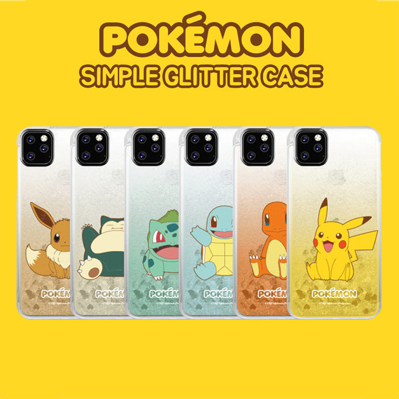 Korean Authentic Pikachu Iphone12promax Quicksand Mobile Phone Shell Apple 12 Silicone Sleeve Glitter Powder Anti Fall Soft