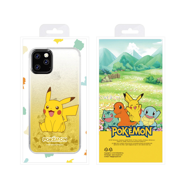 Korean Authentic Pikachu Iphone12promax Quicksand Mobile Phone Shell Apple 12 Silicone Sleeve Glitter Powder Anti Fall Soft