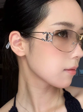 2025新款y2k辣妹复古水银欧美风连体墨镜女防紫外线太阳镜凹造型