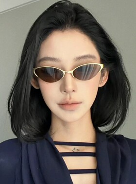 复古港风金属猫眼墨镜女款高级感方圆脸防紫外线老钱风轻奢太阳镜