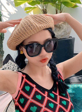 白色框网红款方形太阳镜圆脸韩版