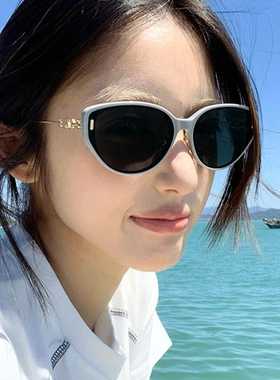 2025新款老钱风白边猫眼复古墨镜女高级感防紫外线太阳镜高级感潮