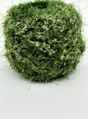 苔藓地毯diy绿色长毛带亮片圣诞树绿毛线材料配线柔软不扎100g