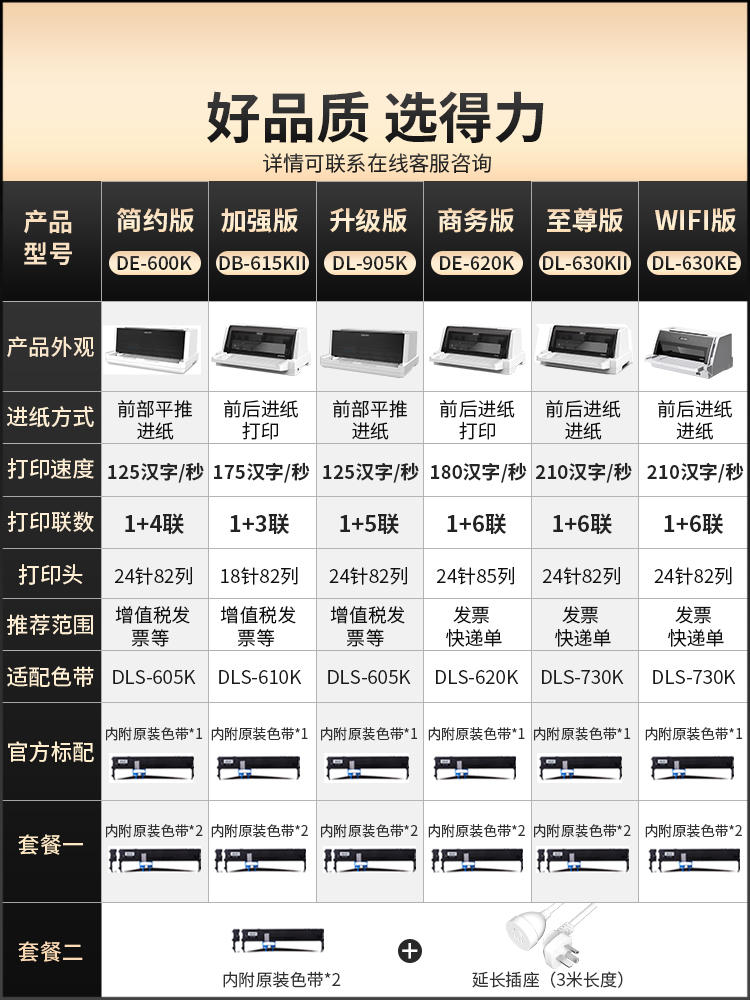 得力DB-615KⅡ针式打印机DE-600K税控专用发票打印机DL-630KⅡ出库单送货单打印机DL-625K 730K 690K 质保3年 - 图1