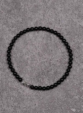 pohier宝喜儿男女黑玛瑙纯银手链