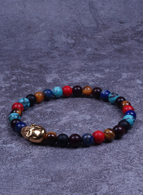 天然原矿绿松石骷髅手链