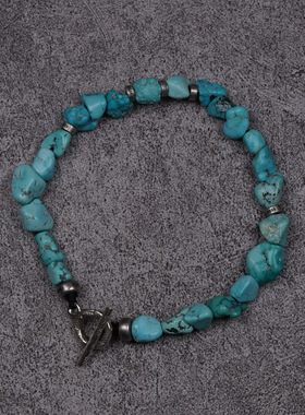 pohier宝喜儿随形原矿绿松石手链