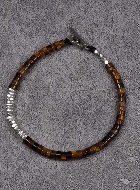 pohier宝喜儿手工银虎眼石手链