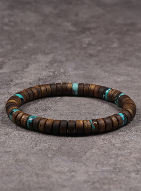 pohier天然绿松石沉香手链