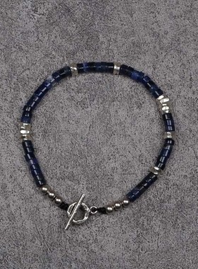 pohier宝喜儿纯银蓝纹石手链