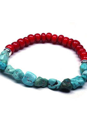 随形原矿绿松石琉璃珠手链