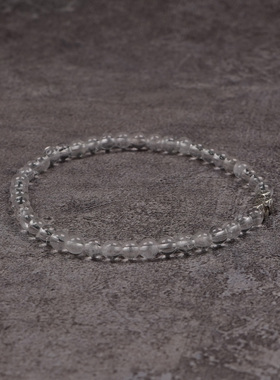 Pohier天然白水晶银珠手链