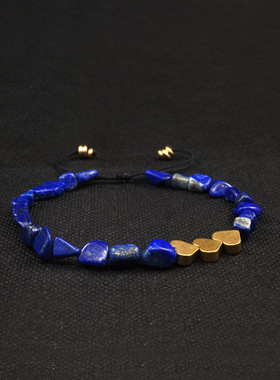 不规则天然黄铜复古情侣爱心手链